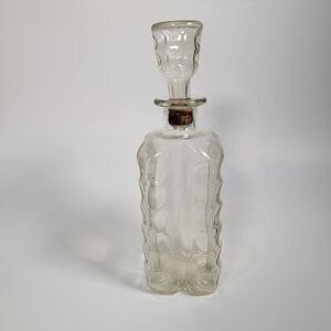 Vintage 11" Ezra Brooks Bourbon Whiskey Glass Decanter with Stopper -1970s Style